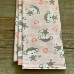 Monkey Lovey Blanket 100% Cotton Flannel Newborn Security Blanket For Baby Shower - thumbnail 4