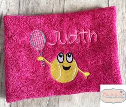 Personalised Tennis Towel, Embroidered Funny Ball Sports Custom Name Racket Design Name, Gifts - thumbnail 1