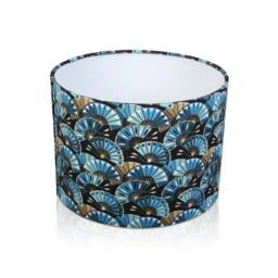 Ogi Art Deco Fan Blue Drum Lampshade Ceiling Light/Table Lamp Pendant