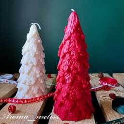 Handmade Christmas Tree Candle Soy Beeswax Blend, Festive Decor - thumbnail 2