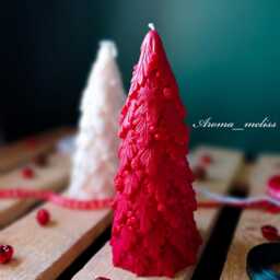 Handmade Christmas Tree Candle Soy Beeswax Blend, Festive Decor - thumbnail 3