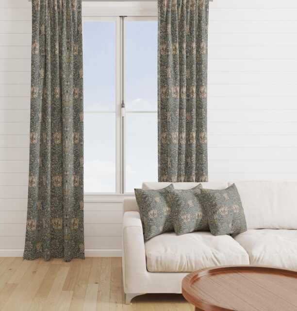 Custom Made William Morris Honeysuckle Steel Blackout/Lining Curtains Pinch /Triple/Double Pleat - image 1