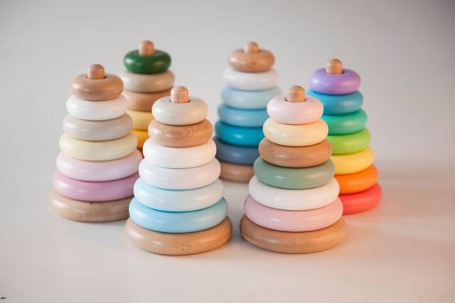 Baby Pyramid Ring Tower, Wooden Stacker Toy, Waldorf Stacking Christmas Gift For Niece Or Nephew, Countdown - image 1