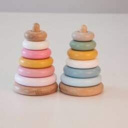 Baby Pyramid Ring Tower, Wooden Stacker Toy, Waldorf Stacking Christmas Gift For Niece Or Nephew, Countdown - thumbnail 2
