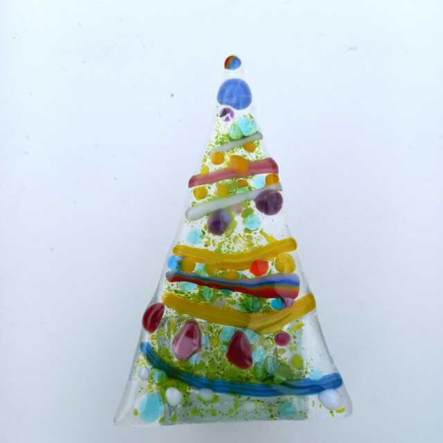 Fused Glass Tree T-Light Candle Holder, Christmas Decor, Festive Themed Handmade Art - image 1