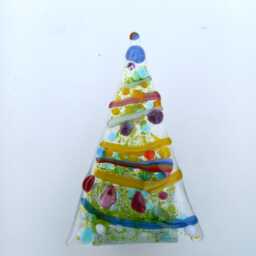 Fused Glass Tree T-Light Candle Holder, Christmas Decor, Festive Themed Handmade Art - thumbnail 1