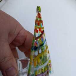 Fused Glass Tree T-Light Candle Holder, Christmas Decor, Festive Themed Handmade Art - thumbnail 3