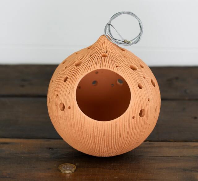 Handmade Terracotta Hanging Planter Rustic Ceramic Sphere Pot - image 1