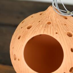 Handmade Terracotta Hanging Planter Rustic Ceramic Sphere Pot - thumbnail 3