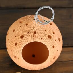 Handmade Terracotta Hanging Planter Rustic Ceramic Sphere Pot - thumbnail 2