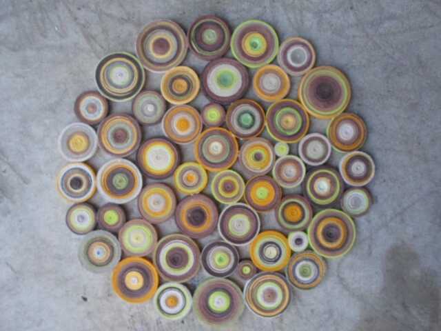 Round Paper Circle Wall Art Mustard, Brown & Green Decor - image 1