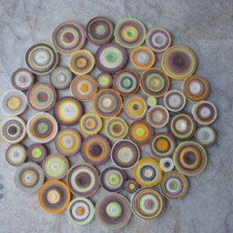 Round Paper Circle Wall Art Mustard, Brown & Green Decor - thumbnail 2