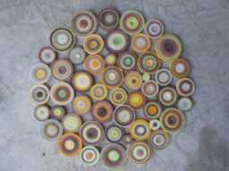 Round Paper Circle Wall Art Mustard, Brown & Green Decor - thumbnail 1