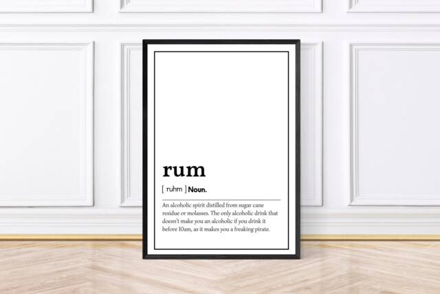 Rum Definition Word Print, Gifts, Framed Wall Art Bar Decor - image 1