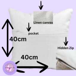 Floral Reading Cushion With Book Pocket, 40cm Linen Tulip Design - thumbnail 4