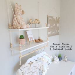 2 Tier Nursery Shelf With Clothes Rail, White Double Swing Rope Shelf, Shelves Hanging Boho Decor - thumbnail 3