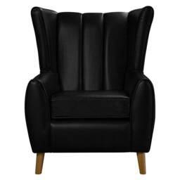 Black Vinyl Fluted Wingback Washable Chair - Crib 5 Contract Use Fabric British Custom Made - thumbnail 2