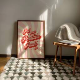 Put Your Positive Pants On Print - Pink & Red Typographic Poster, Bedroom Living Room Art, Trendy Fun Bold, Inspiring Mood Art - thumbnail 3