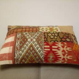 Patchwork Kilim Pillow 16x24 Inches Sofa Cover Pillow Turkish Cover Home Decoration Rug - thumbnail 3