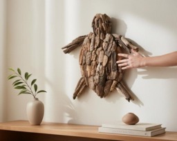 Handmade Driftwood Wall Art, Drift Wood Turtle, Turtle Home Decor, Room Living Room, Gift Idea - thumbnail 1