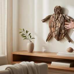 Handmade Driftwood Wall Art, Drift Wood Turtle, Turtle Home Decor, Room Living Room, Gift Idea - thumbnail 2