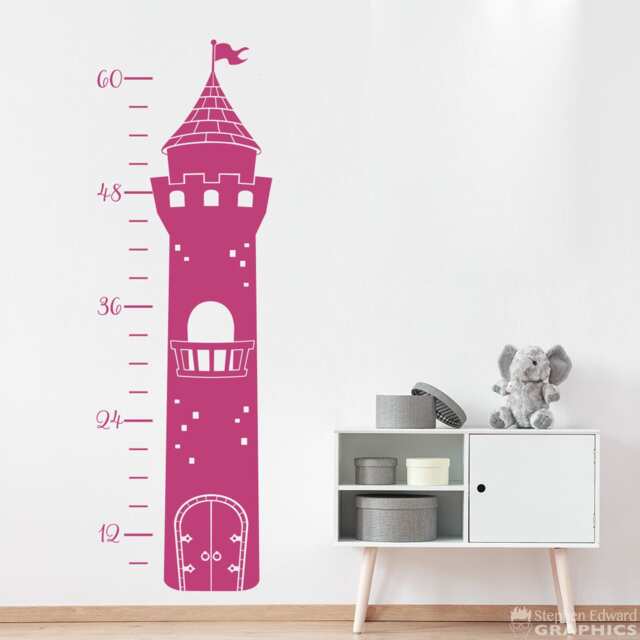 Princess Tower Growth Chart Wall Decal Girl Bedroom Decor - image 1