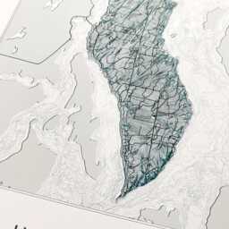 Harstine Island Map Hand Drawn Topographic Washington Bathymetric Drawing - Art Print Home Gift Puget Sound Vacation Rental Decor - thumbnail 2