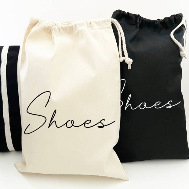 Handwritten Type Shoe Bag, Cotton Travel Dust Bag - image 1