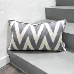 Silk Ikat Pillow Cover Zigzag Grey - Statement Cushion For Home Decor - thumbnail 1