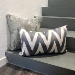 Silk Ikat Pillow Cover Zigzag Grey - Statement Cushion For Home Decor - thumbnail 4