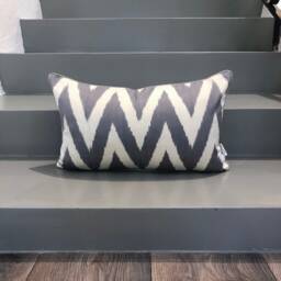 Silk Ikat Pillow Cover Zigzag Grey - Statement Cushion For Home Decor - thumbnail 2