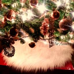 Faux Fur Christmas Tree Skirt - Shaggy Sheepskin, Handmade in Usa - thumbnail 1