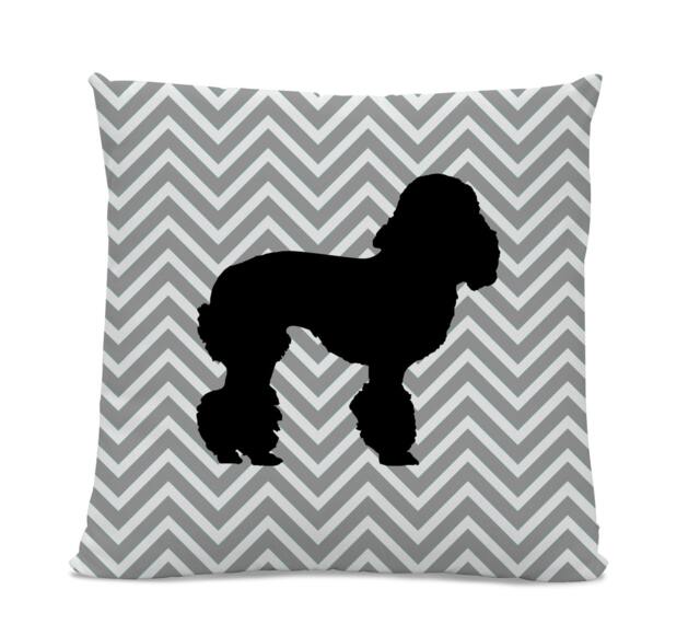 Chevron Poodle Pillow - Silhouette Gray Dog Breed Pillow Decor Dog - image 1