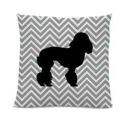 Chevron Poodle Pillow - Silhouette Gray Dog Breed Pillow Decor Dog - thumbnail 1