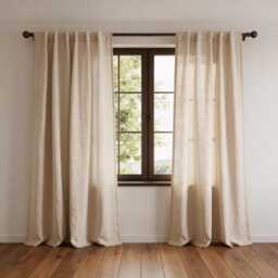 Linen Shower Curtain Livingroom Customshower Cafe Design Tietop Eyelet Panels Rod Pocket - thumbnail 2