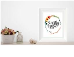 Watercolor Floral Quote Print - Everything Is Possible, Motivational Wall Art Download - thumbnail 1