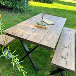 Handmade Chunky Wood Industrial Dining Table - Custom Outdoor Furniture - thumbnail 4