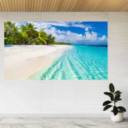 Beach With Palm Trees & Moody Sky 3D View Wall Sticker Poster Decal A877