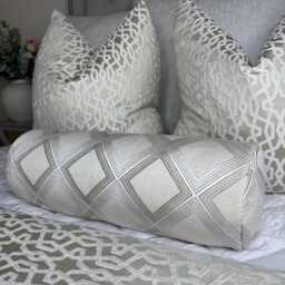 "Geometric Cushion For Bed, Decorative Champagne Pillow 16"" X 6"