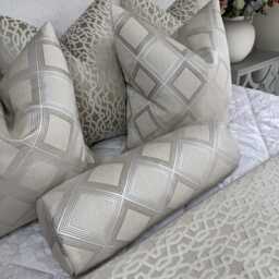 "Geometric Cushion For Bed, Decorative Champagne Pillow 16"" X 6" - thumbnail 4