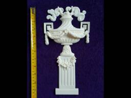 Large Ornate Applique Gilt Or White French Style Decorative Wall Furniture Onlay Moulding Pediment Plastic Urn Basket Decoration - thumbnail 1