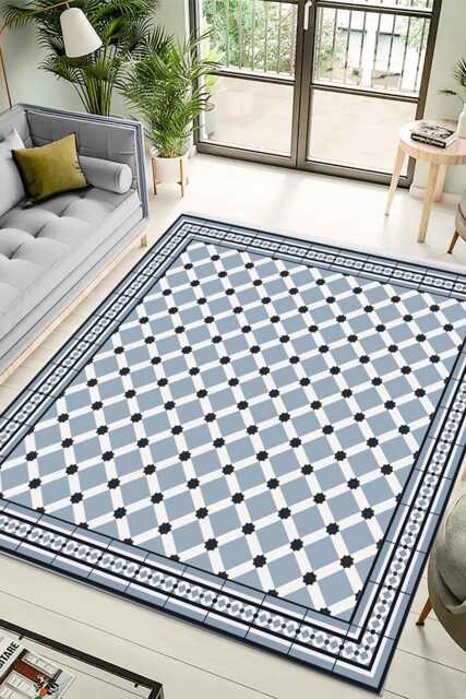 Ethnic Vinyl Floor Mat Moroccan Tile PVC Rug - image 1