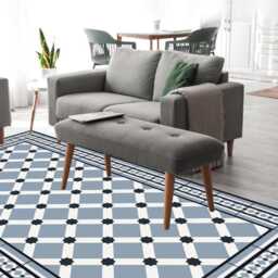 Ethnic Vinyl Floor Mat Moroccan Tile PVC Rug - thumbnail 2