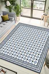 Ethnic Vinyl Floor Mat Moroccan Tile PVC Rug - thumbnail 1