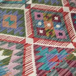 Multicolour Kilim Rug, Handmade Artisan Afghan Turkish Persian Navajo Scandinavian Bohemian Flatweave Natural Wool Rug 151x99 cm - thumbnail 4