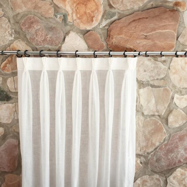 Extra Wide Triple Pinch Pleated Linen Sheer Curtains, Cafe Custom Size Curtain Panels For Living Room, Bedroom - image 1