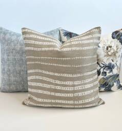 Beige Sand Tribal Striped Shibori Boho Decorative Pillow Cover - thumbnail 1
