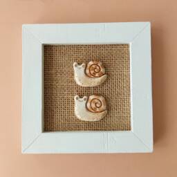 Funny Snail Wall Art - Framed Clay Slug Friendship Decor - thumbnail 1