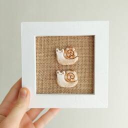 Funny Snail Wall Art - Framed Clay Slug Friendship Decor - thumbnail 2