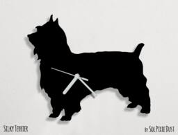 Silky Terrier Dog - Wall Clock Silhouette - thumbnail 1